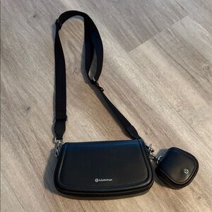 lululemon athletica vegan leather Black Crossbody Bag
